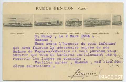Carte postale de l'usine Fabius Henrion (Nancy)